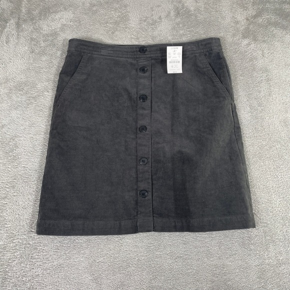 J.CREW Dresses & Skirts - J Crew Corduroy Mini Skirt Womens 6 Gray Button Front Pockets